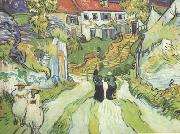 Vincent Van Gogh Village Street and Steps in Auers with Figures (nn04) oil painting on canvas